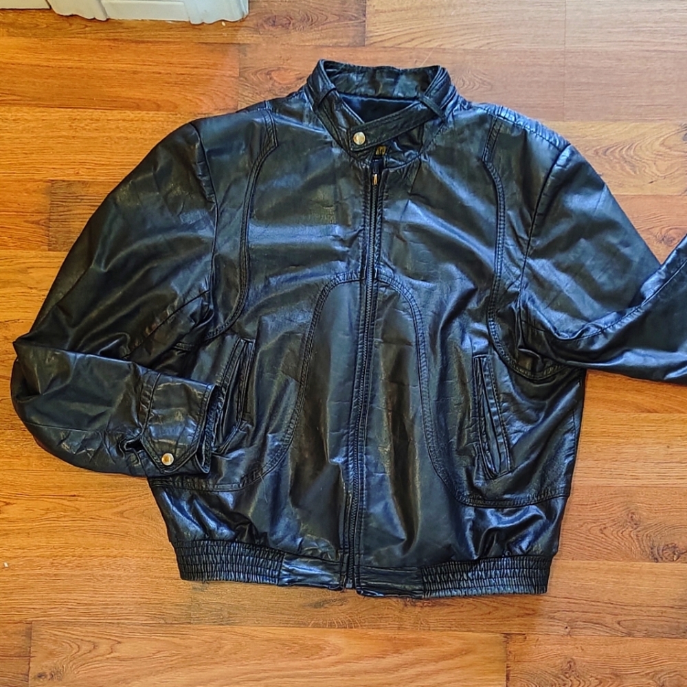 Men's Black Bomber Jacket - Classic Faux Leather